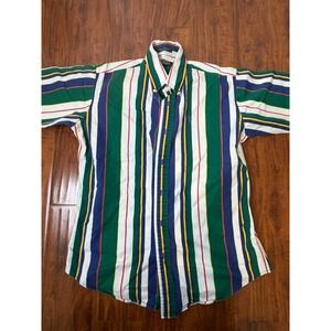 Polo Ralph Lauren Size XL White Green Striped Short Sleeve Button Down Shirt